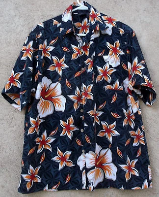 Camisa Estilo Hawaiano Negra Flores Hibisco-M-Massini-100% Poliéster Foto 1 de 4