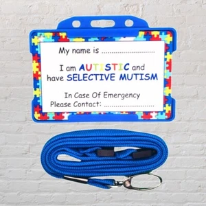 Personalised Autism And Selective Mutism I.C.E ID Card And Lanyard - Picture 1 of 6
