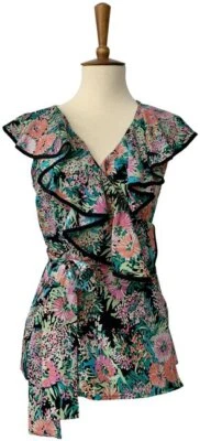 Yumi Kim Womens Top Size XS Floral Silk Wrap Ruffles - Image 1 of 4