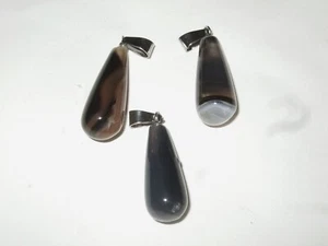 - Ciondolo Pietra Cristalloterapia - goccia - AGATA NERA - Bild 1 von 1
