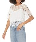 7 For All Mankind Women's Lace Boxy Short Sleeve Top XS B4HP