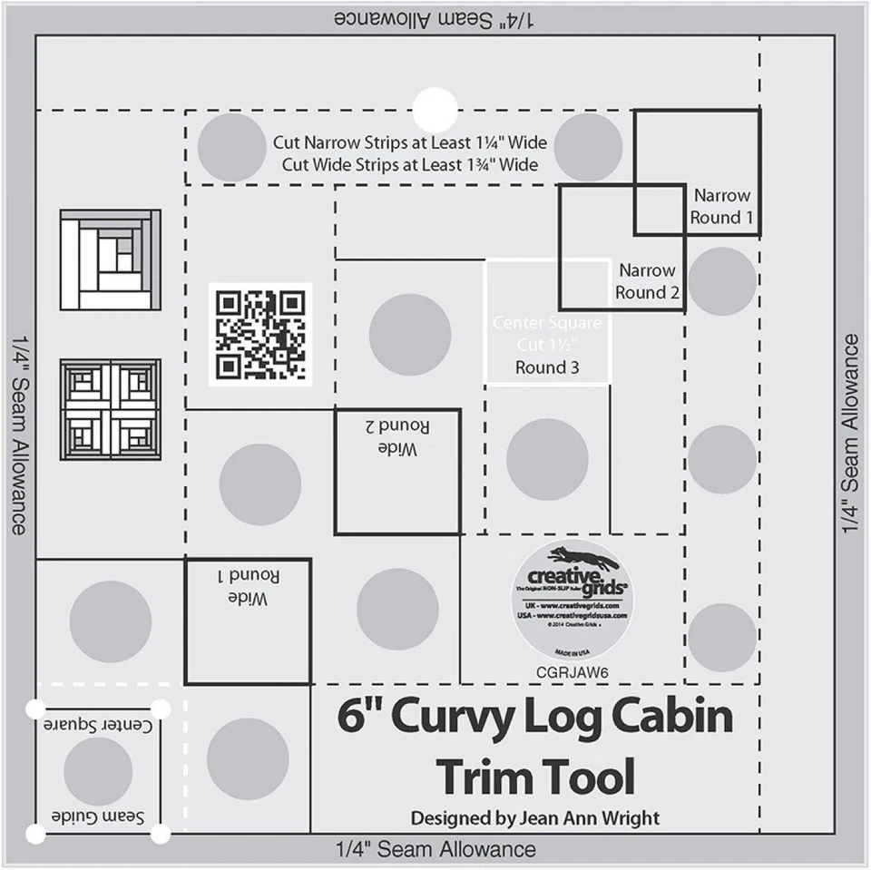 Creative Grids Curvy Log Cabin Trim Tool - Sewing Quilting Ruler CGRJAW6 - Image 1 of 1