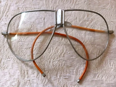 Vtg Folding Aviator Motorcyclist Folding EyeGlasses Leather Covered Temples Stea - Image 1 of 4