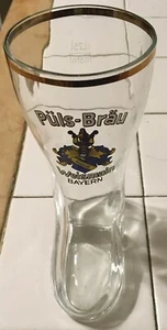 PULS~BRAU WEISMAIN BAYERN BEER GLASS BOOT VINTAGE GERMAN 0.25 - Picture 1 of 3
