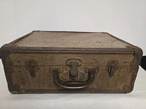 Antique Suitcase Luggage Travel Case Wood/Metal All Original Nice - Picture 1 of 16