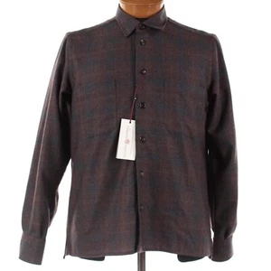 Luciano Barbera Neu mit Etikett 100% Wolle leichtes Overshirt Gr. M weinrot/blau kariert - Bild 1 von 9