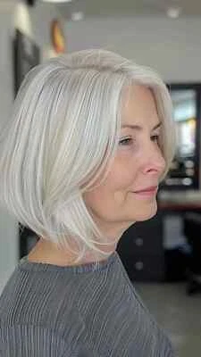 Silver Platinum Blonde Bob 13x4 Lace Front  Human Hair Wig for Women - Image 1 of 4