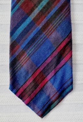 Corbata de algodón azul vintage de gallo hecha a mano de las madras indias - Filene's Boston Foto 1 de 3