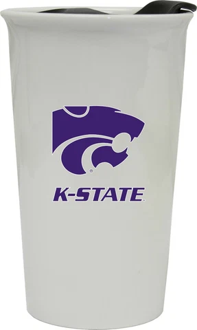 Kansas State Wildcats Double Walled Ceramic Tumbler Set-NCAA Travel Mug 2pk Cover