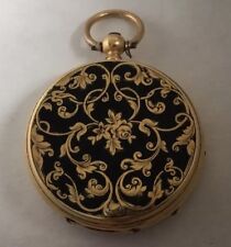 Tunod Freres 19th century, cylinder escapement 18K Gold, 31mm enameled