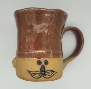 Takahashi Mustache Le Chef Hand-painted Stoneware Coffee Mug Cup Brown - Picture 1 of 4
