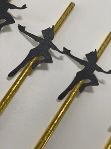 24 Piezas Pajitas de Papel Personalizadas Peter Pan Dorado Para Decoración Fiesta de Cumpleaños Nunca Crezcas - Imagen 1 de 7