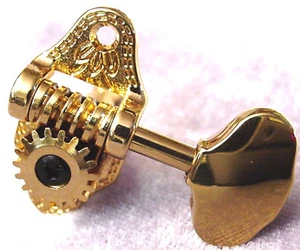 GOLD OPEN FACED + DESIGN ACOUSTIC GUITAR MACHINEHEADS 3+3 - TUNERS - Picture 1 of 4