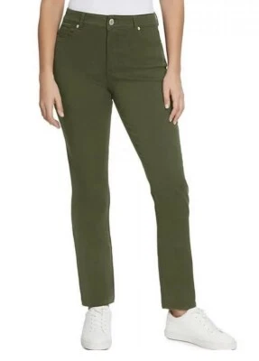 Pantalones Bandolino Amy para mujer talla 12 pantalón recto rifle verde barriga adelgazante Foto 1 de 2