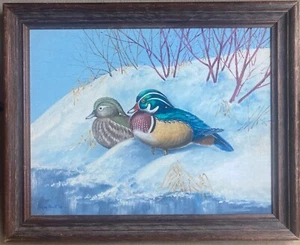 RARO dipinto olio su tavola originale firmato anatre in legno di Angus Shortt circa 1983 - Foto 1 di 12