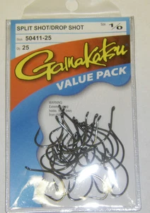 GAMMAKATSU SPLIT SHOT/DROP SHOT 1/0 WERTPAKET 25 HOOKS BASSANGELN #50411-25 - Bild 1 von 1