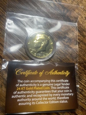 1974 Authentic 24k Gold Plated Kennedy Half Dollar! - Image 1 of 3