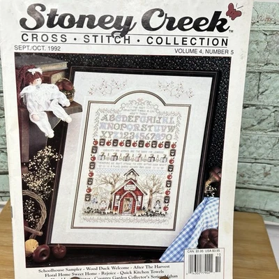 Stoney Creek Magazine Cross Stitch Sep/Oct 1992 Harvest Floral Towels Wood Duck - Image 1 of 4