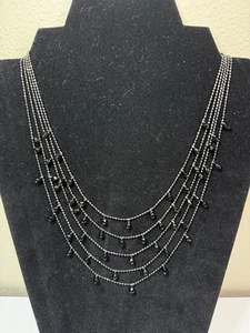 Premier Designs Multi Stand Collar Necklace Gunmetal Ball Bead Chain Dangle Bead - Picture 1 of 4