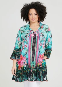 Taking shape size 16 tunic Natural Retreat Tiered Top in floral Print - Bild 1 von 5