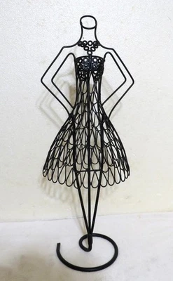 VTG Black Metal Wire Dress Form Mannequin Jewelry Stand Holder Display 25 x 9 - Image 1 of 4