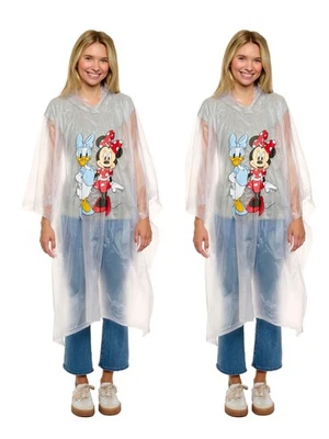 Womens Adult Disney Minnie Mouse & Daisy Duck Rain Poncho 2-Pack Water Resistant - Image 1 of 4