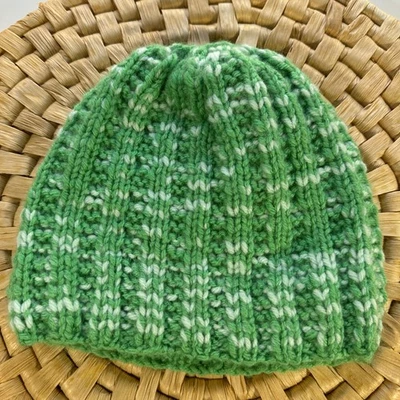 Gorro tejido verde para niños invierno cálido cómodo informal gorro hecho a mano Foto 1 de 4