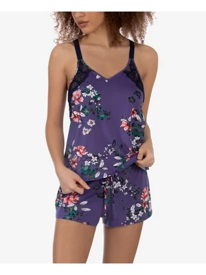 Camiseta sin mangas y pantalones cortos de encaje púrpura para mujer LINEA DONATELLA S Foto 1 de 4