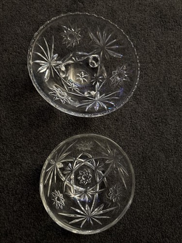 American Brilliant Anchor Hocking 5” Hobstars Candy Bowl Atomic + Footed Dish