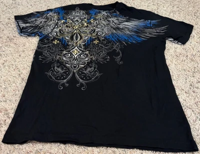 Camisa manga corta Xtreme Couture by Affliction AOP cruces multicolores para hombre XL Foto 1 de 3
