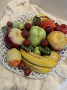 Vintage großer Capodimonte geflochtener Gitter Keramik italienischer Mercato Obstkorb - Bild 1 von 14