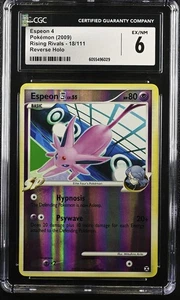 Carta Pokémon Holograma Inverso Espeon 4 18/111 CGC 6 Platinum Rising Rivals - Imagen 1 de 3
