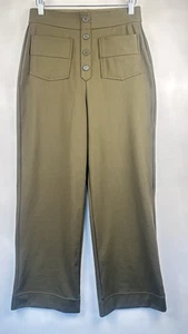 Pantalones Halara Cintura Alta Pierna Recta M Verde Oliva Bosque Noche Nuevos con Etiquetas - Imagen 1 de 9