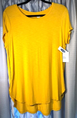Новый с Ярлыками старый темно-синий женщин XXL короткий рукав Топ горчичный желтый блузка туника длина Sz 16 - Изображение 1 из 4