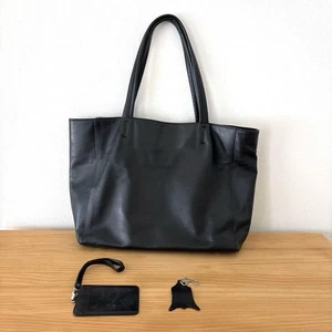 Takeo Kikuchi Borsa Tote Bag Nera in Pelle Italiana con Custodia per Carte, Usata - Foto 1 di 12