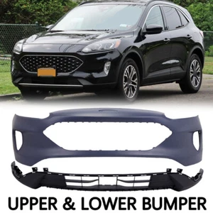 FOR 2020-2022 FORD ESCAPE FRONT BUMPER COVER UPPER LOWER SET PRIMED BLACK NEW - Bild 1 von 16