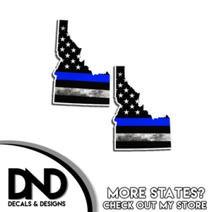 Idaho HELMET Decal Police Blue Line ID Tattered American Flag Sticker 4 Pack - Picture 1 of 1