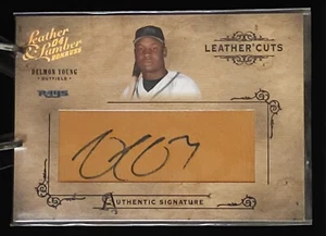 Guanto Donruss 2004 in pelle e legno con tagli in pelle /192 Delmon Young #LC-12 Auto - Foto 1 di 2