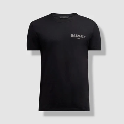 Balmain Paris Men's Black Graphic Logo Print T-Shirt Tee Size M - Image 1 of 4