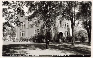 LP86 Ladysmith Wisconsin Rusk County Court House RPPC  Postcard - Picture 1 of 2