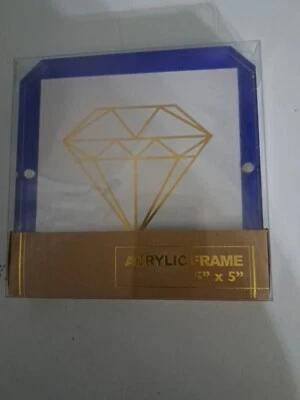 Marco de fotos acrílico cuadrado azul 5” x 5” nuevo en paquete Foto 1 de 3