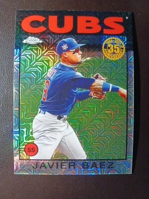 2021 Topps Series 1 JAVIER BAEZ Silver Pack 1986 Chrome Refractor Cubs #86BC-36 - Image 1 of 2