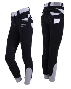 QHP Pantaloni Equitazione Joan Junior Full Grip Navy - Foto 1 di 1