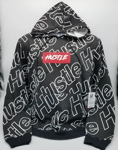 LR Scoop Box Logo/All Over Print Hustle Gr. Medium neu mit Etikett schwarz Hoodie - Bild 1 von 9