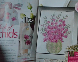Cross Stitch Chart Only - Beautiful Vase Of Pink Orchid Flower Sampler Gift Tags - Picture 1 of 1