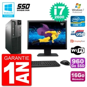 PC LENOVO M82 SFF Pantalla 19" i7-2600 RAM 16Go SSD 960Go Grabador DVD Wifi W7 - Imagen 1 de 1