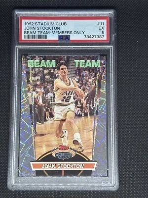 1992 Topps Stadium Club Beam Team Members Only John Stockton #11 PSA 5 EX - Image 1 of 4