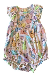 Posh Peanut PEEPS Easter Bunny One Piece Romper 12-18 Months Spring Bamboo - Picture 1 of 3