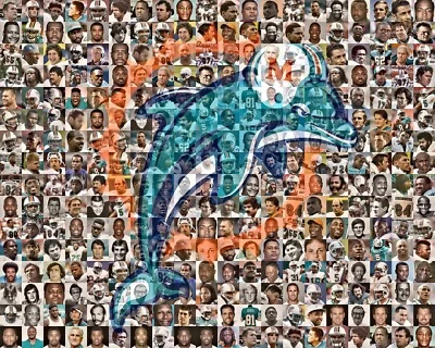 Arte de pared con mosaico de los Miami Dolphins 170 leyendas decoración de fútbol americano, hoja de referencia gratuita Foto 1 de 4