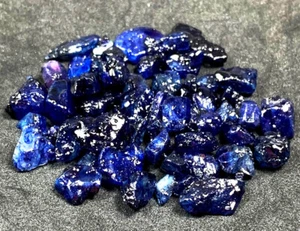 PACCHETTO GEMME SFACCETTATE GREZZE ZAFFIRO LOTTO ALL'INGROSSO PIETRA PREZIOSA SFUSA BLU NATURALE NON TAGLIATA - Foto 1 di 8